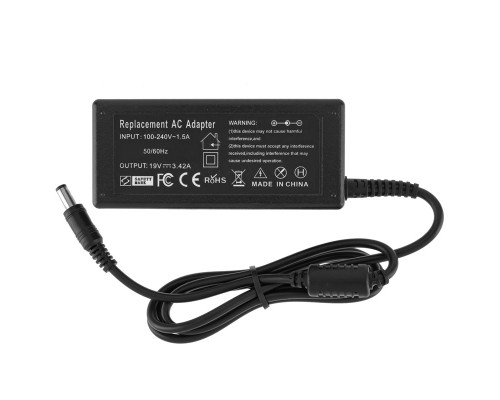 Блок живлення для ноутбука ASUS 19V, 3.42A, 65W, 5.5*2.5мм, прямий роз'єм, (Replacement AC Adapter) black (без кабелю!) NBB-133473