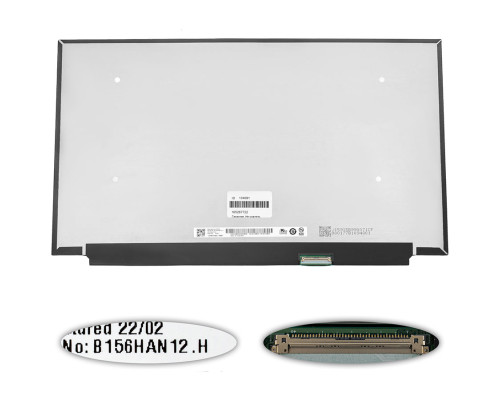 Матриця 15.6" B156HAN12.H (1920*1080, 40pin(eDP, IPS, 165Hz, 300cd/m2, 100% sRGB), LED, SLIM(без планок та вушок), матова, роз'єм справа внизу) для ноутбука NBB-134091