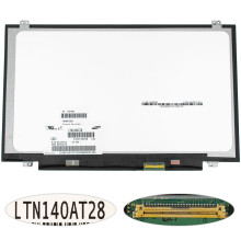 Матриця 14.0" LTN140AT28 (1366*768, 40pin, LED, SLIM (вертикальні вушка), глянець, роз'єм праворуч внизу) для ноутбука (renew) NBB-134160