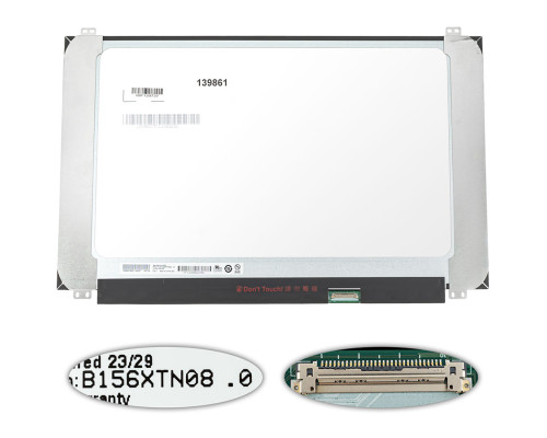 Матриця 15.6" B156XTN08.0 (1366 * 768, 30pin (eDP), LED, SLIM (вертикальні вушка), глянець, роз'єм справа внизу), ширина 350мм (narrow border)) для ноутбука NBB-139861