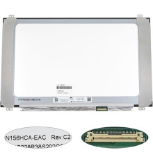 Матриця 15.6" N156HCA-EAC (1920*1080, 30pin(eDP, 300cd/m2 (!!!), IPS, передача кольорів: 16.7M, 45% NTSC), LED, SLIM(вертикальні вушка), матова, роз'єм справа внизу, ширина 350мм (narrow border) для ноутбука NBB-140110