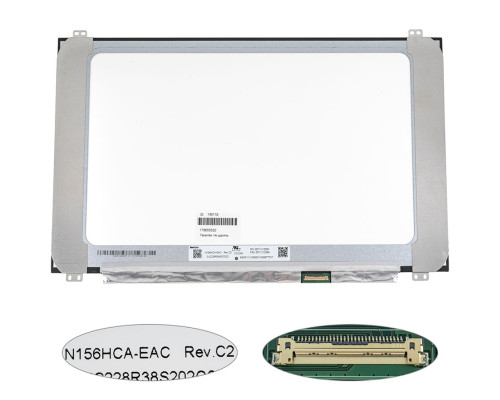 Матриця 15.6" N156HCA-EAC (1920*1080, 30pin(eDP, 300cd/m2 (!!!), IPS, передача кольорів: 16.7M, 45% NTSC), LED, SLIM(вертикальні вушка), матова, роз'єм справа внизу, ширина 350мм (narrow border) для ноутбука NBB-140110