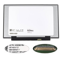 Матриця 14.0" MB140AN01-1 (1920*1080, 30pin(eDP, 250 cd/m2), LED, SLIM (без планок та вушок), матова, роз'єм справа внизу, дп=220мм narrow border)) для ноутбука NBB-140349