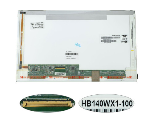 Матриця 14.0 HB140WX1-100 (1366*768, 40pin, LED, NORMAL, глянцева, роз'єм ліворуч знизу) для ноутбука NBB-35324