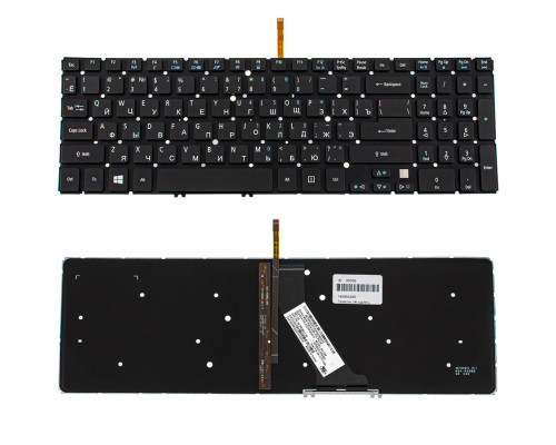 Клавіатура для ноутбука ACER (AS: M3-581, M5-581, V5-531, V5-551, V5-571 series) rus, black, без фрейма, підсвічування клавіш NBB-38336