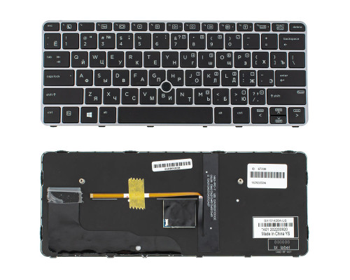 Клавіатура для ноутбука HP (EliteBook: 820 G3) rus, black, підсвічування клавіш, silver frame, з джойстиком