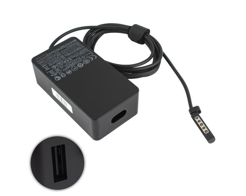 Блок питания для планшета MICROSOFT 12V, 3.6A, 45W, 5pin, Black (Surface Pro, Pro 2 RT) + мережевий кабель 2pin!