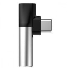 Перехідник AUX Baseus L41 Type-C to Type-C + 3.5mm silver/black