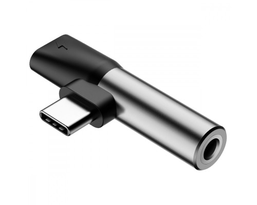 Перехідник AUX Baseus L41 Type-C to Type-C + 3.5mm silver/black