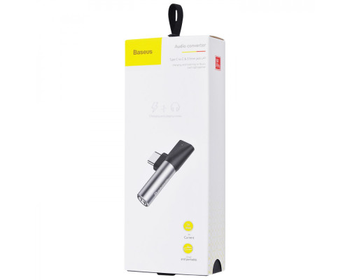 Перехідник AUX Baseus L41 Type-C to Type-C + 3.5mm silver/black