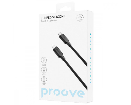 Кабель Proove Striped Silicone Type-C to Lightning (1m) black 2001001957490 6901119776555