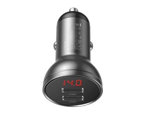 АЗП Baseus Digital Display Dual USB 4.8A Car Charger 24W black