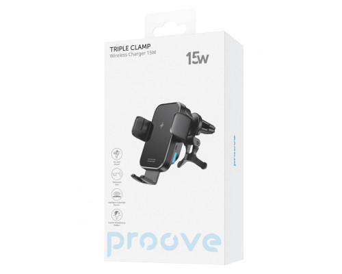 Тримач в машину з Бездротовим ЗП Proove Triple Clamp 15W black