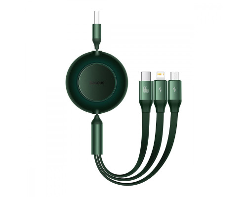 Кабель Baseus Bright Mirror 2 Series 3-in-1 (Micro USB+Lightning+Type-C) 66W (1.1m) green