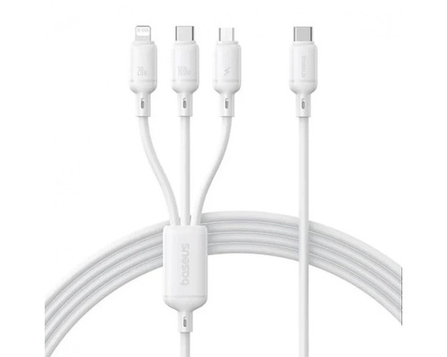 Кабель Baseus Silky One-for-Three Fast Charging Type-C to Micro USB+Lightning+Type-C 100W 1.5m white 2003000230963 6932172685133