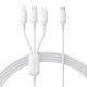 Кабель Baseus Silky One-for-Three Fast Charging Type-C to Micro USB+Lightning+Type-C 100W 1.5m white 2003000230963 6932172685133