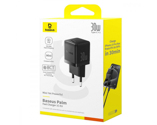 МЗП Baseus Palm Fast Charger Type-C 30W white 2003000211009 6932172672768