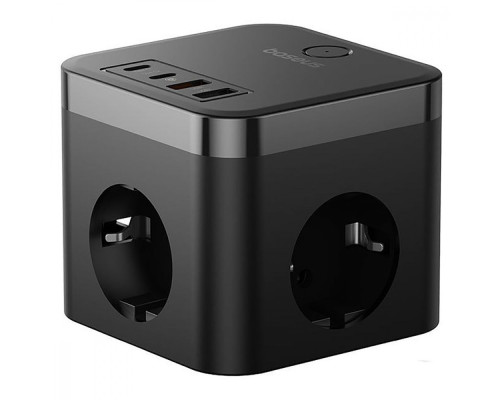 Мережевий фільтр Baseus PowerCombo Cube Power Strip 3xAC+2xUSB+2xType-C 30W (1.5m) black 2001001935740 6932172651121