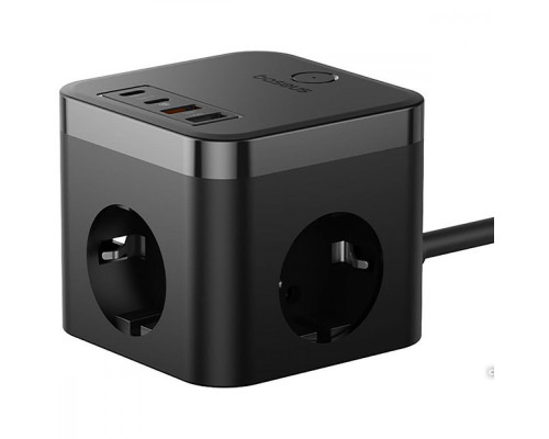 Мережевий фільтр Baseus PowerCombo Cube Power Strip 3xAC+2xUSB+2xType-C 30W (1.5m) black 2001001935740 6932172651121