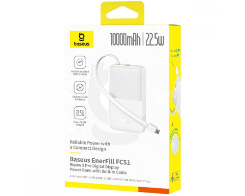 Портативна Батарея Baseus EnerFill Bipow2 Pro 22.5W 10000mAh white 2003000273779 6932172691868
