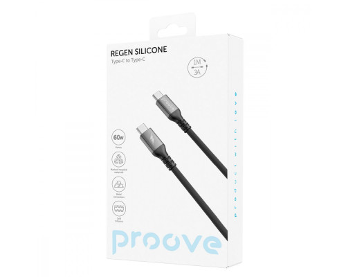 Кабель Proove ReGen Silicone Type-C to Type-C 60W (1m) black 2001001957551 6901113407974