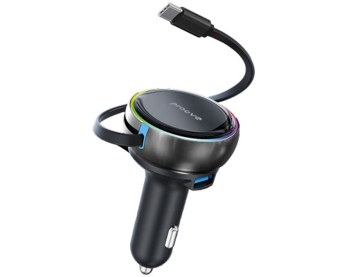 АЗП Proove Hammer 81W (Type-C + USB) + Retractable Type-C Cable black 2003000317145 6901113826805
