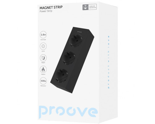 Мережевий фільтр Proove Magnet Strip (3xAC) 1.6m black 2003000222555 6901113684719