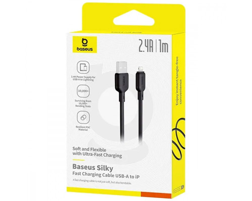Кабель Baseus Silky Series Fast Charging Lightning 2.4A (1m) black 2003000197884 6932172668822