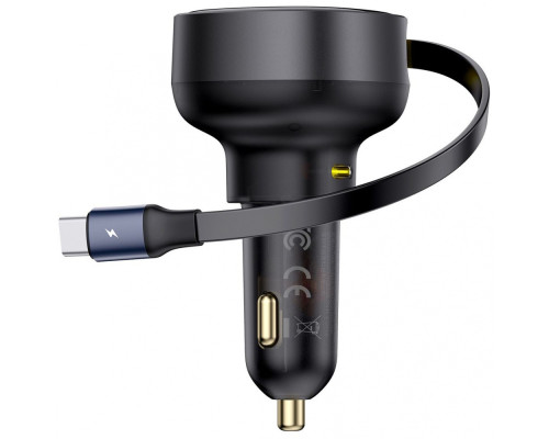 АЗП Baseus Enjoyment Pro Car Charger Type-C + Retractable Type-C Cable 60W black 2003000229387 6932172641658