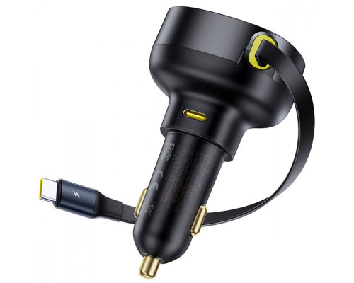 АЗП Baseus Enjoyment Pro Car Charger Type-C + Retractable Type-C Cable 60W black 2003000229387 6932172641658