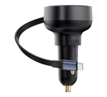 АЗП Baseus Enjoyment Pro Car Charger Type-C + Retractable Type-C Cable 60W black 2003000229387 6932172641658