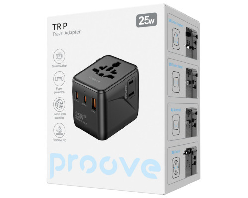 Універсальний адаптер Proove Trip 25W black 2003000266245 6901114851271