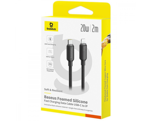 Кабель Baseus Foamed Silicone Fast Charging Type-C to Lightning 20W (2m) black 2003000288827 6932172693893