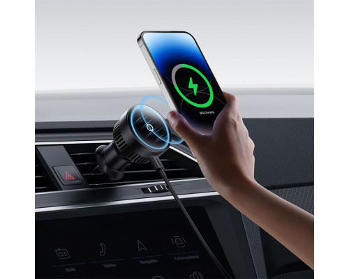Автомобільний тримач з Бездротовим ЗП Baseus MagPro Series Magnetic Qi2 15W black 2001001823559 6932172647834