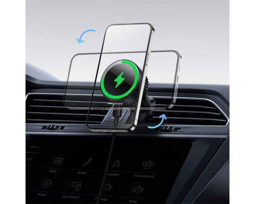 Автомобільний тримач з Бездротовим ЗП Baseus MagPro Series Magnetic Qi2 15W black 2001001823559 6932172647834