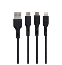 Кабель USB Hoco U31 Benay 3 in 1 Сharging Колір Чорний 6957531069331