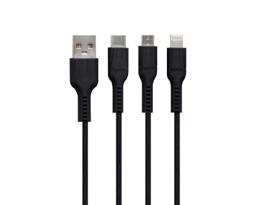 Кабель USB Hoco U31 Benay 3 in 1 Сharging Колір Чорний 6957531069331