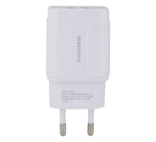 Мережевий Зарядний Пристрій Borofone BA37A Lightning 2USB 2.4A Колір Білий 6931474716071