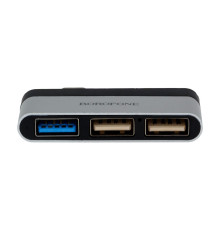 Перехідник Borofone DH1 Type-C to USB 3.0 / 2USB Колір Сталево-Чорний 6931474738875