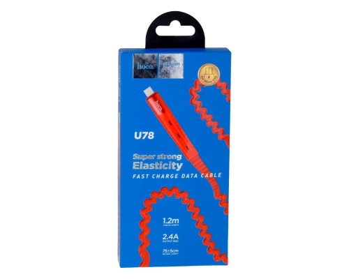 Кабель USB Hoco U78 Cotton Micro 2.4A 1.2m Колір Червоний 6931474721518