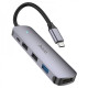 Хаб USB Hoco HB27 Type-C multi-function converter(HDTV+USB3.0+USB2.0*2+PD) Колір Металево-сірий