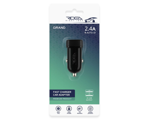 Автомобільний Зарядний Пристрій Ridea RCC-21012 Grand 2USB 2.4 A Колір Чорний 6902013730230 ma29373_3748722