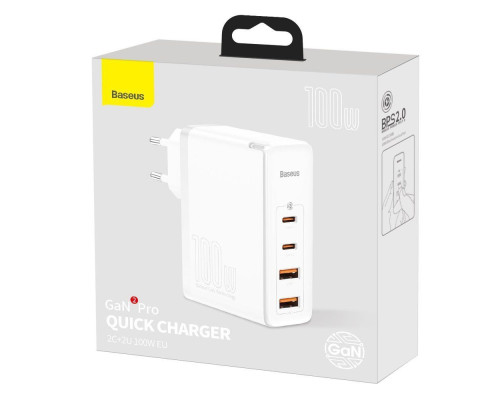 Мережевий Зарядний Пристрій Baseus GaN2 Pro Quick Charger 2C+2U 100W CCGAN2P-L Колір Чорний, 01 6953156204683