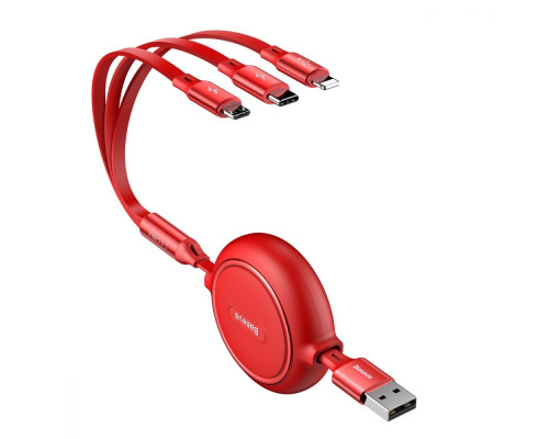 Кабель Baseus Golden Loop 3-in-1 USB to Micro / Lightning / Type-C 3.5A 1.2m CAMLT-JH Колір Чорний, 01