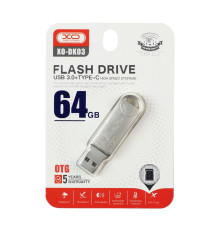 USB флеш-накопичувач XO DK03 USB3.0+Type C 64GB Колір Сталевий 6920680825943
