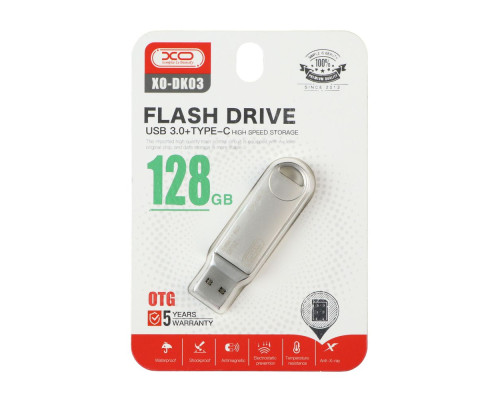 USB флеш-накопичувач XO DK03 USB3.0+Type C 128GB Колір Сталевий