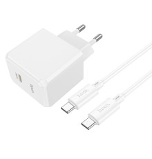 Мережевий Зарядний Пристрій Hoco CS13A 1USB-C PD/QC 20W+Type-C to Type-C Колір Бiлий 6942007603850