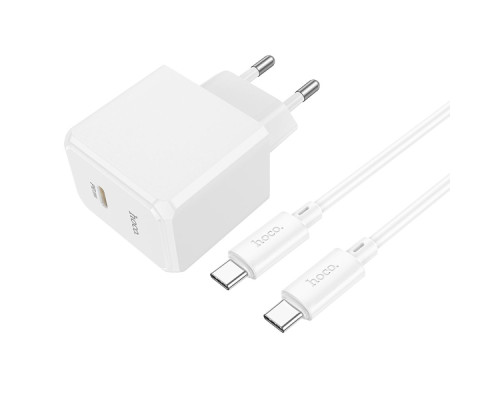 Мережевий Зарядний Пристрій Hoco CS13A 1USB-C PD/QC 20W+Type-C to Type-C Колір Бiлий 6942007603850