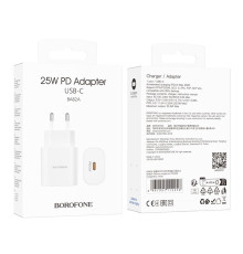 Мережевий Зарядний Пристрій Borofone BA82A 1USB-C PD/QC 25W Колір Бiлий 6941991112256