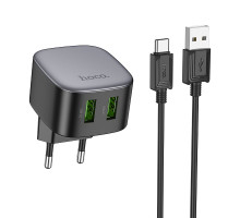 Мережевий Зарядний Пристрій Hoco CS34A 2USB QC 18W+USB to Type-C Колір Чорний 6942007617567